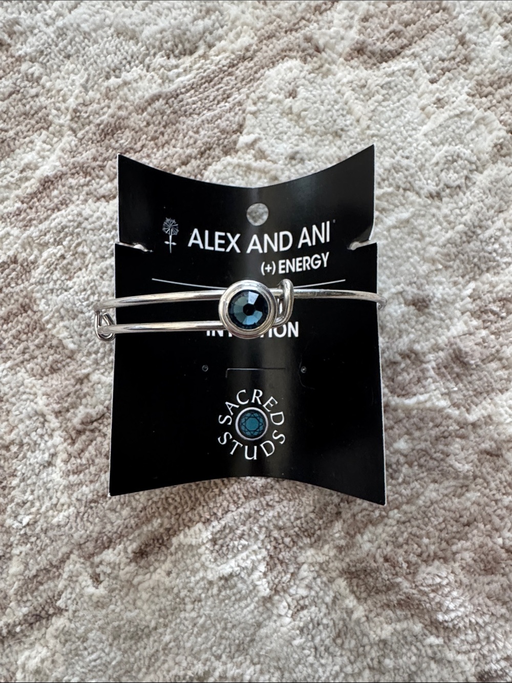 Alex and Ani Silver Bangle with Blue Accent Stone